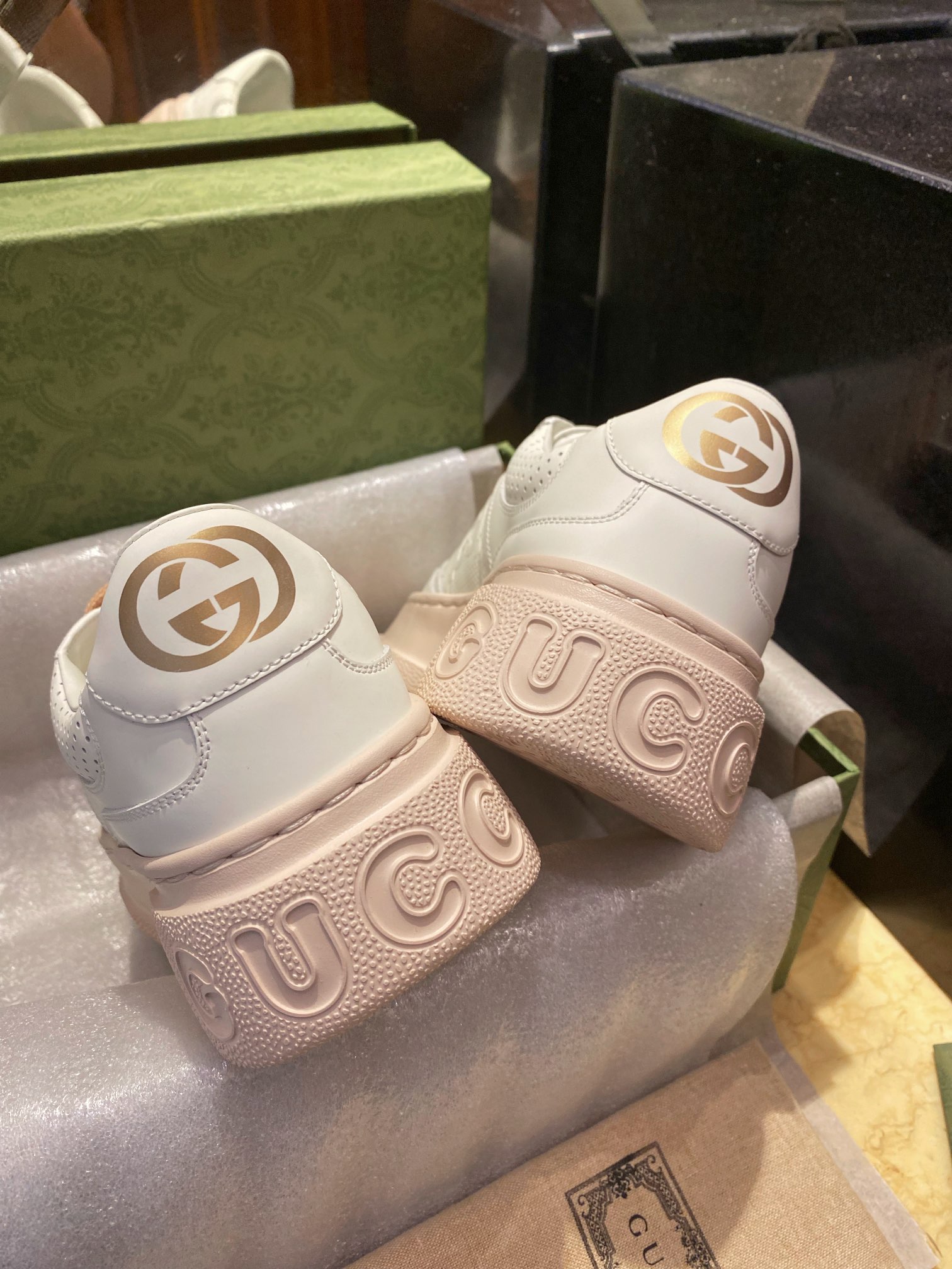 GG Printed Embossed Biscuit Sneakers