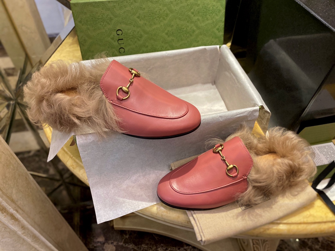 Classic Horsebit Pink Fur Loafers