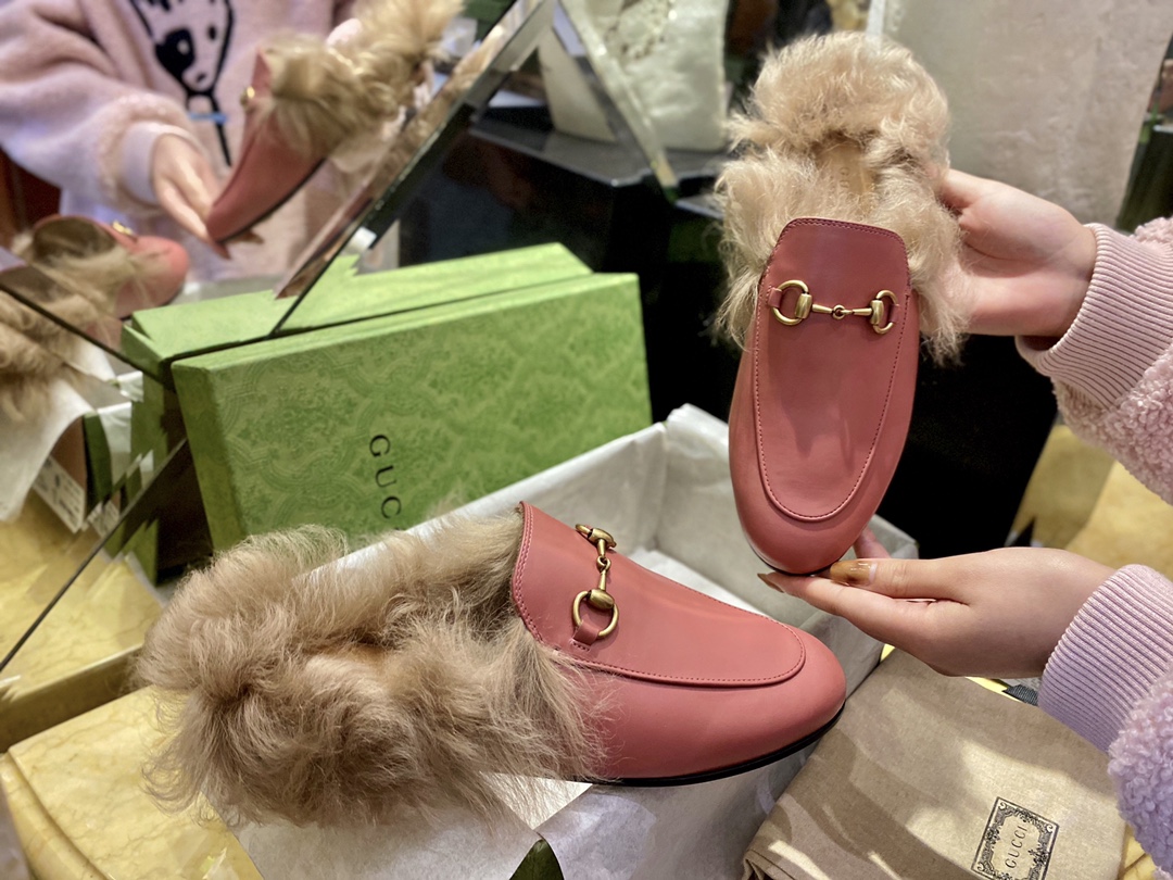 Classic Horsebit Pink Fur Loafers