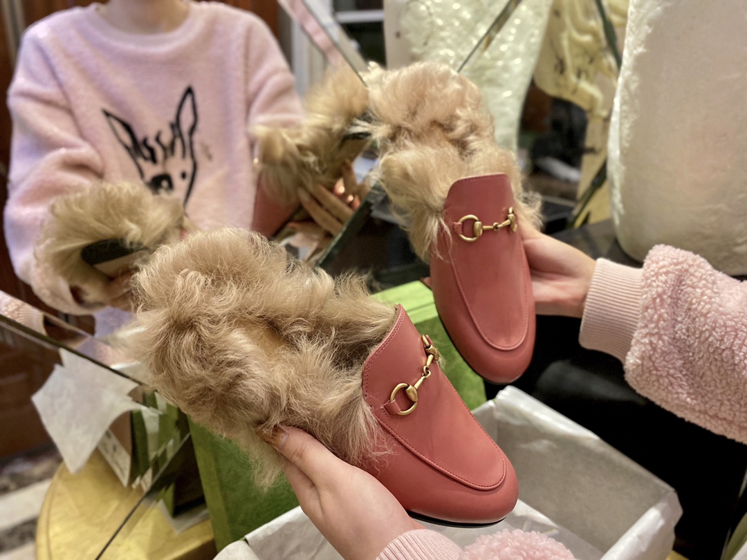 Classic Horsebit Pink Fur Loafers