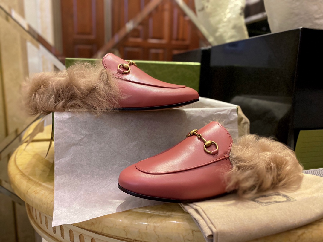 Classic Horsebit Pink Fur Loafers