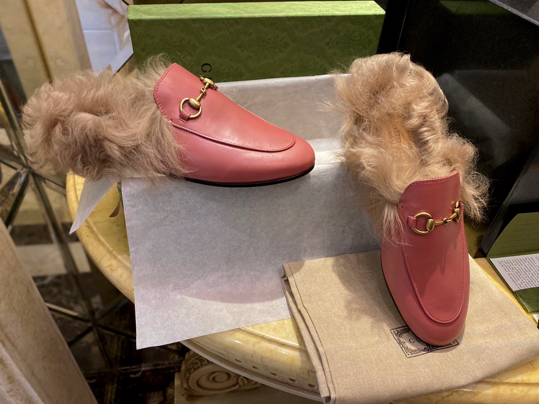 Classic Horsebit Pink Fur Loafers