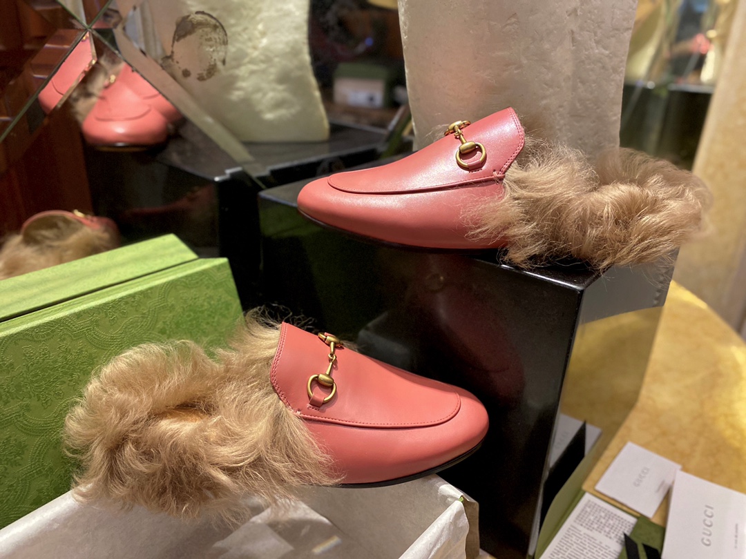 Classic Horsebit Pink Fur Loafers