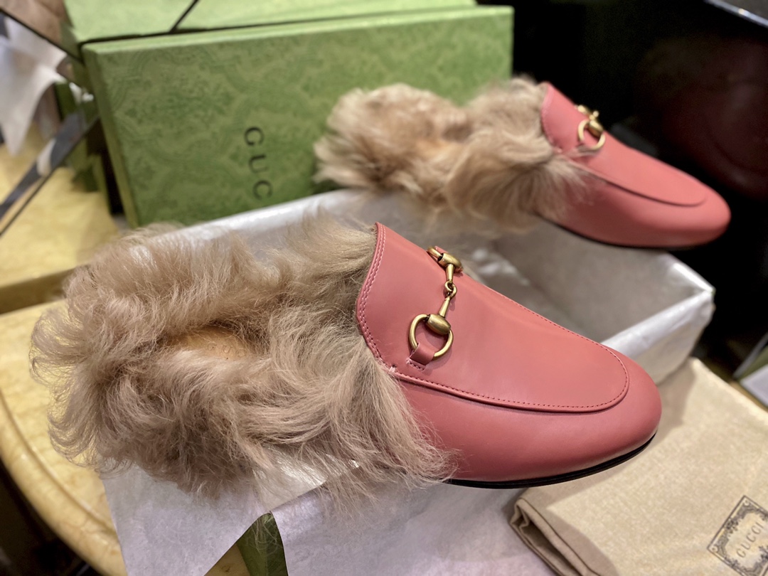 Classic Horsebit Pink Fur Loafers