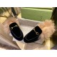 Velvet Horsebit Fur Slides