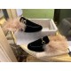 Velvet Horsebit Fur Slides