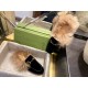 Velvet Horsebit Fur Slides