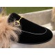 Velvet Horsebit Fur Slides