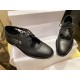 Black Carved Hollow Lace-up Leather Shoes