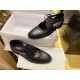 Black Carved Hollow Lace-up Leather Shoes