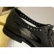 Black Carved Hollow Lace-up Leather Shoes