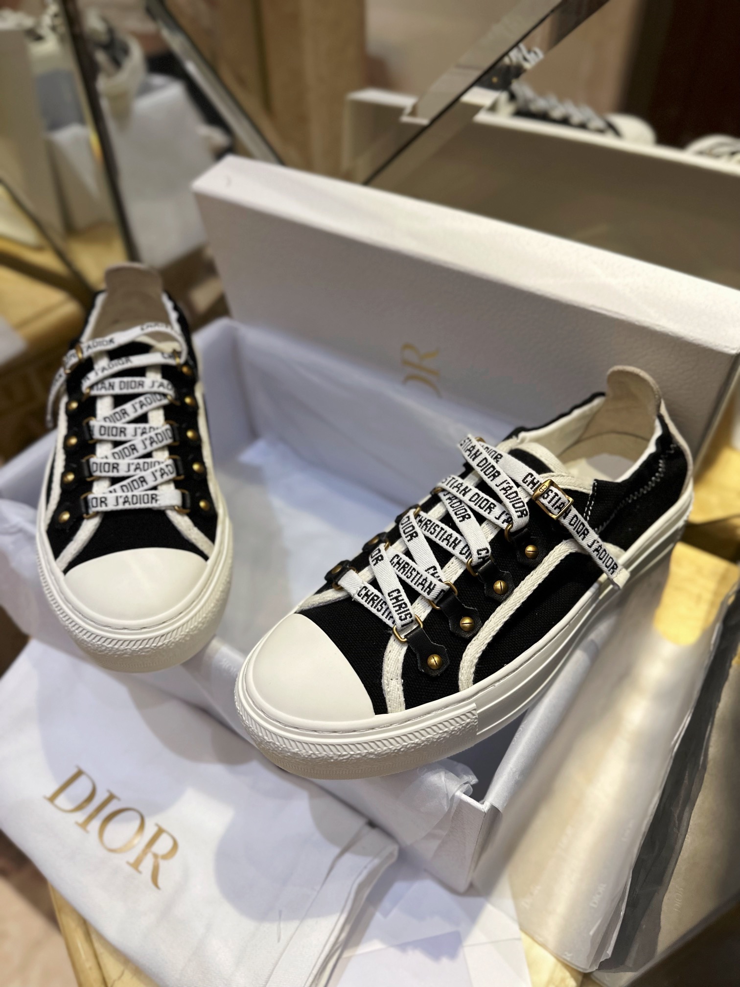 Dior Black Canvas Sneakers with Heel