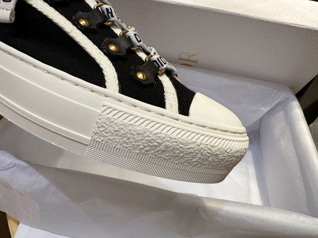 Dior Black Canvas Sneakers with Heel