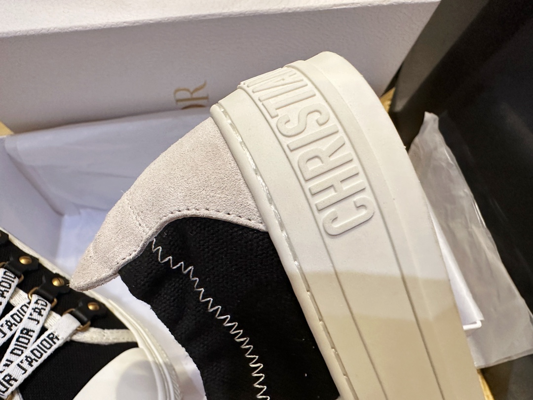 Dior Black Canvas Sneakers with Heel