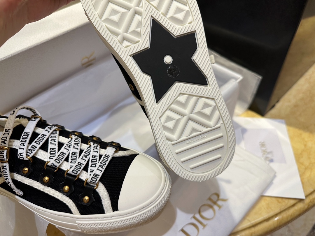 Dior Black Canvas Sneakers with Heel