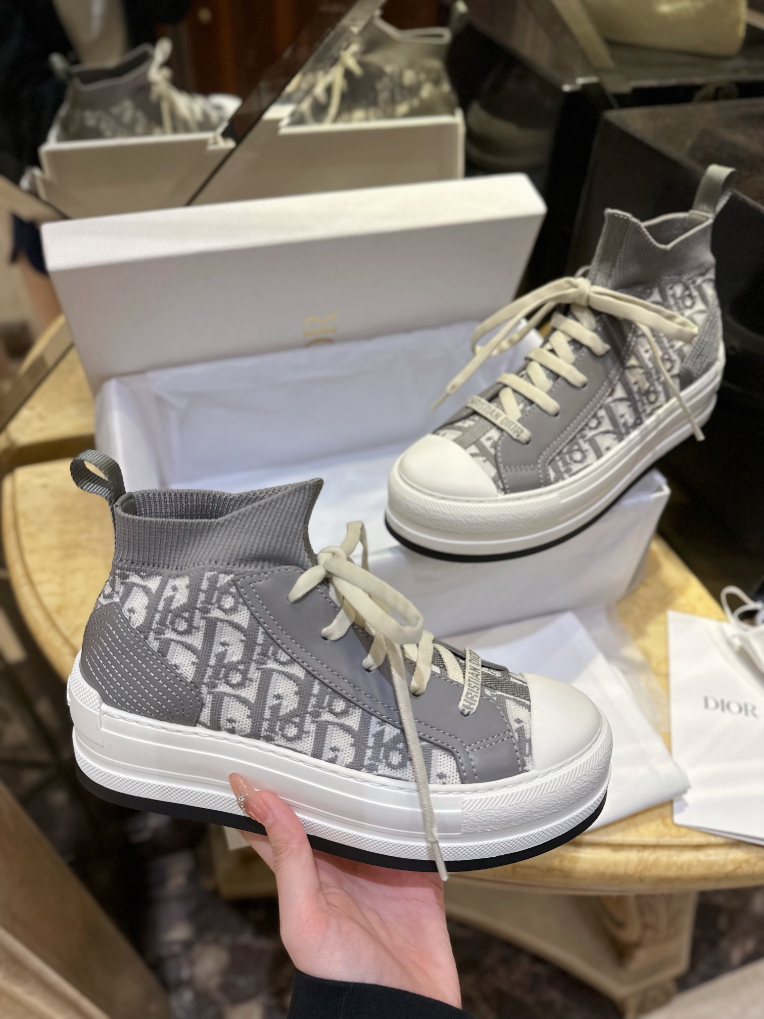 Chunky High-Top Floral Embroidered Canvas Shoes