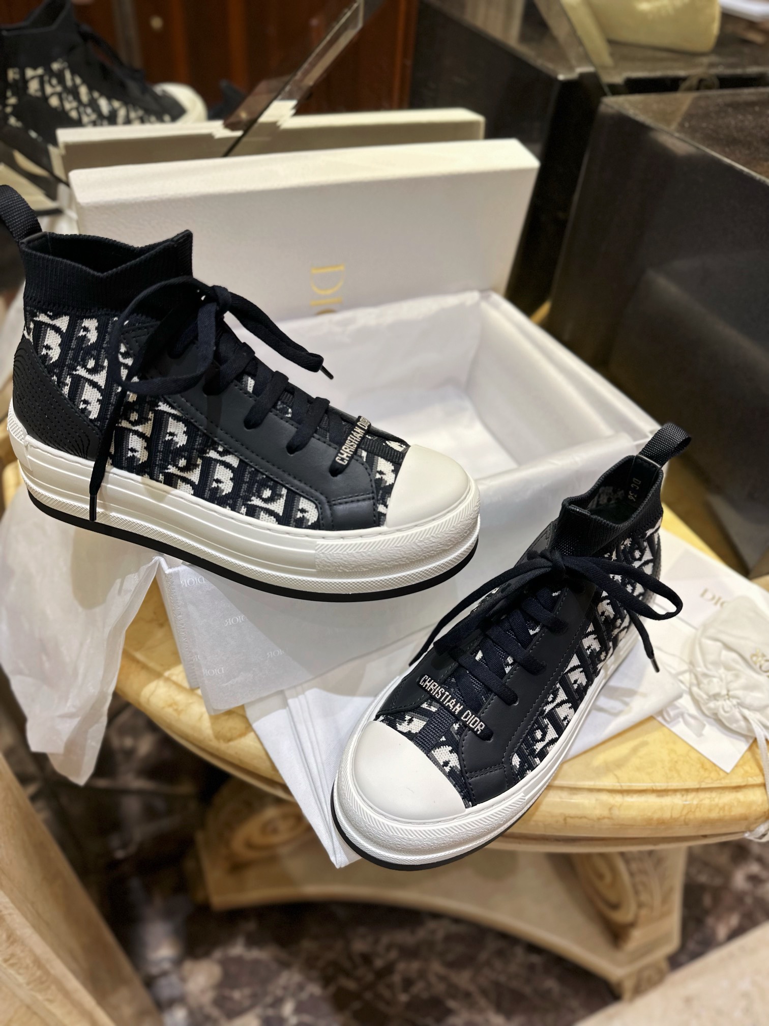 Chunky High-Top Floral Embroidered Canvas Shoes