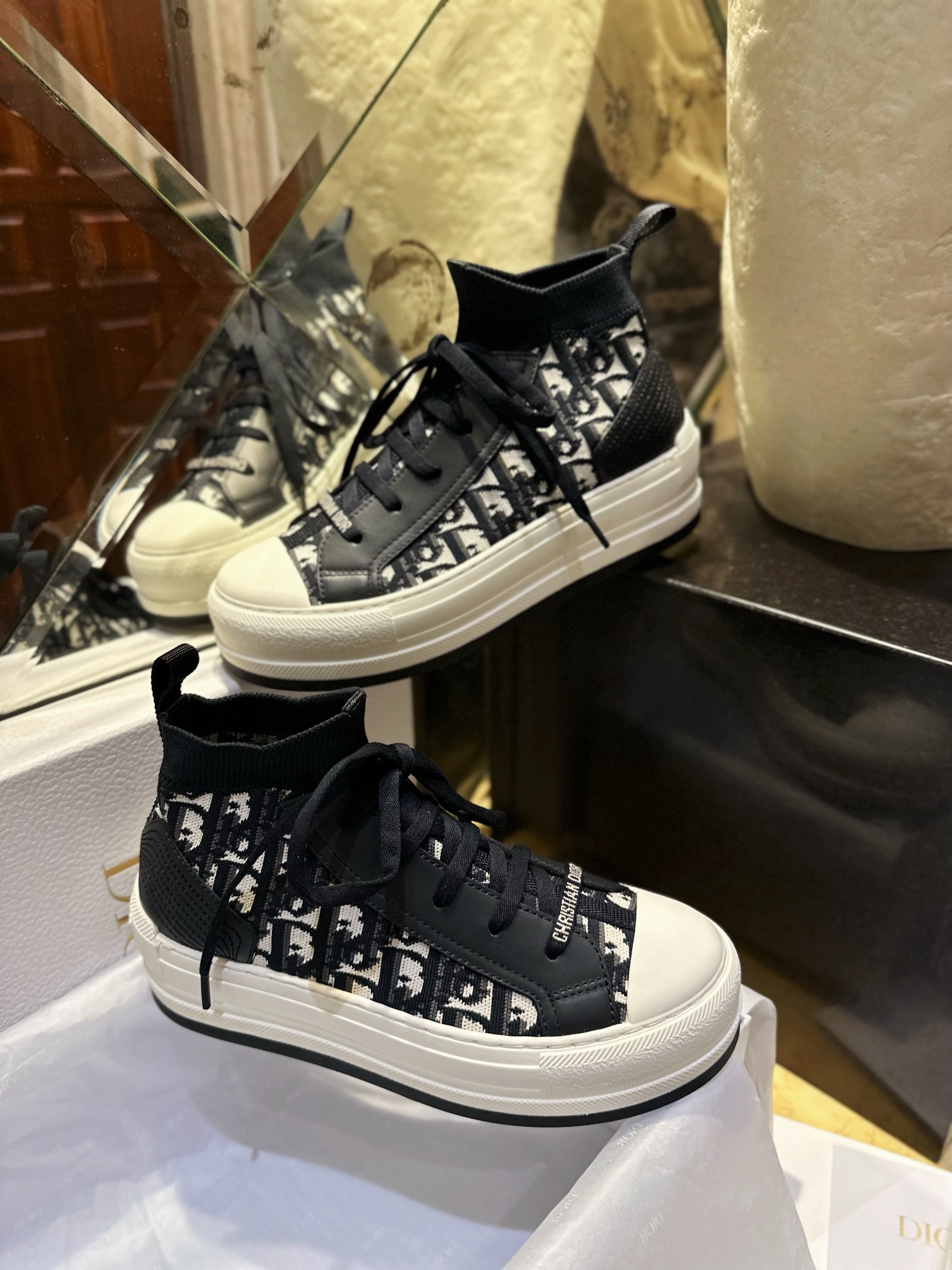 Chunky High-Top Floral Embroidered Canvas Shoes