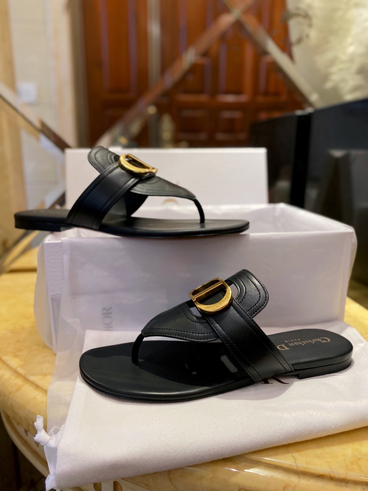 Black Thong Sandals