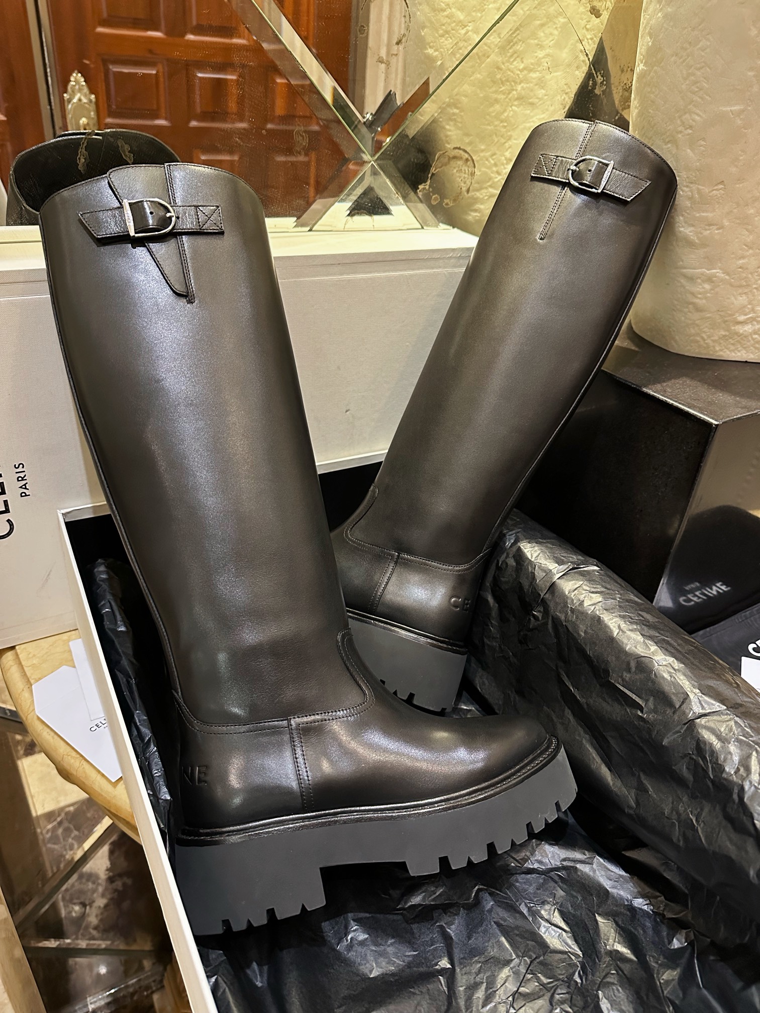 Chunky Sole Knee-High Riding Boots