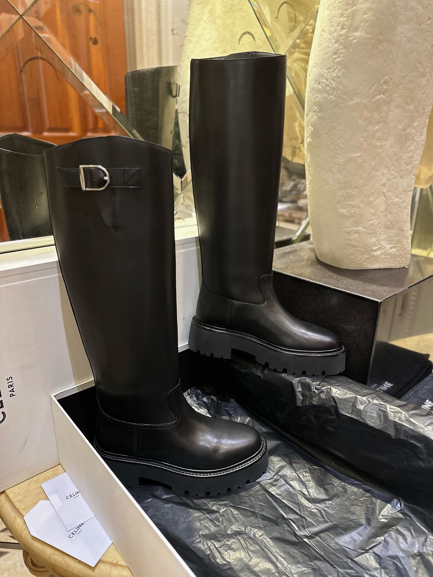 Chunky Sole Knee-High Riding Boots