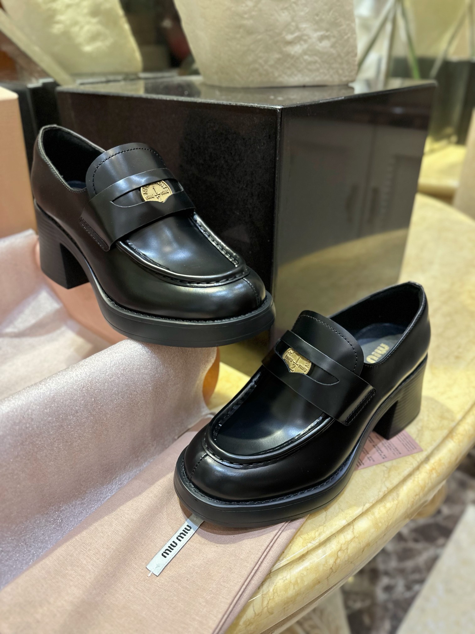 Chunky Heel Coin Loafers