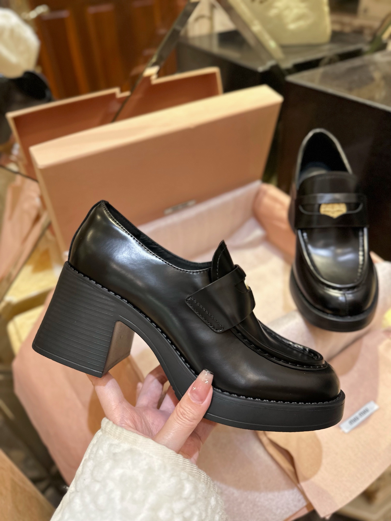 Chunky Heel Coin Loafers