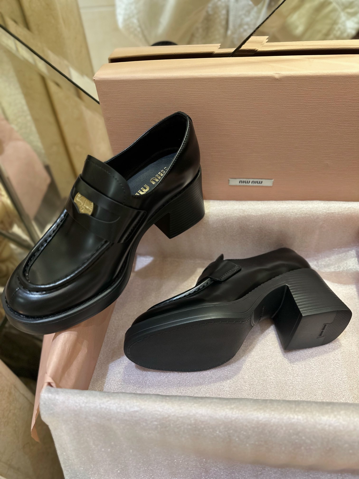 Chunky Heel Coin Loafers