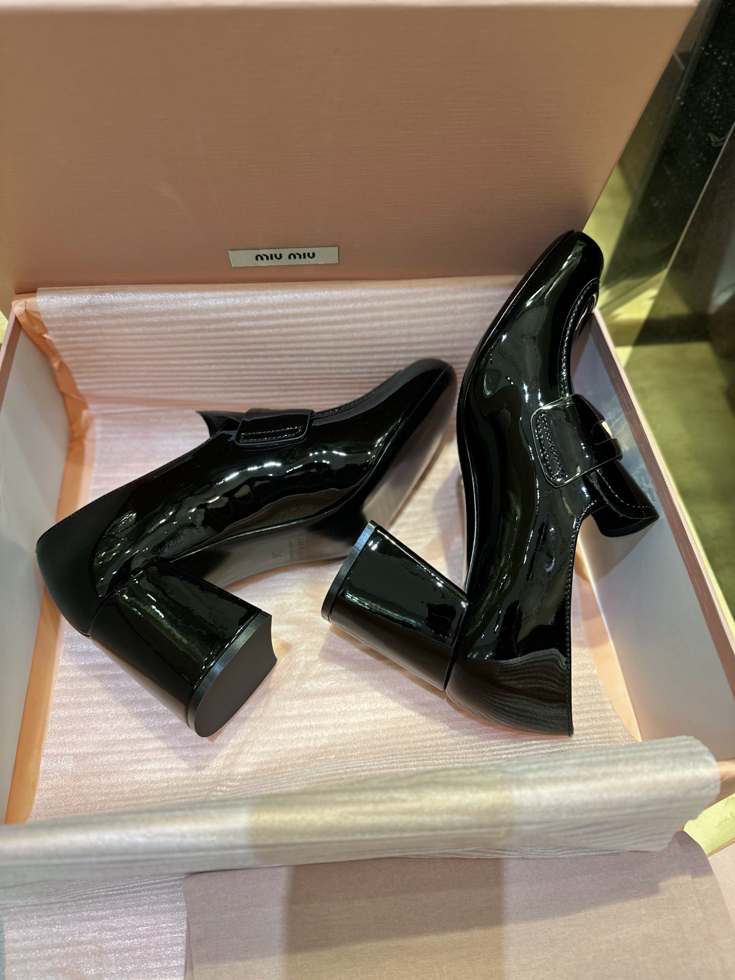 Patent Leather Coin High Heel Loafers