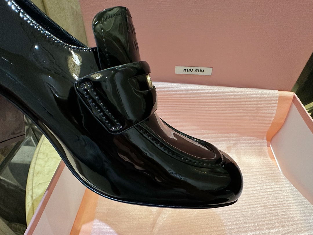 Patent Leather Coin High Heel Loafers