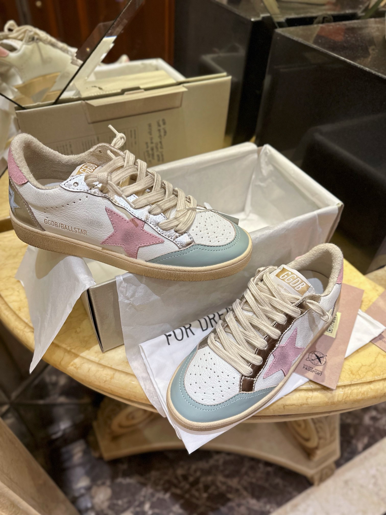 GGDB Ball Star Pink Blue Color Block Sneakers