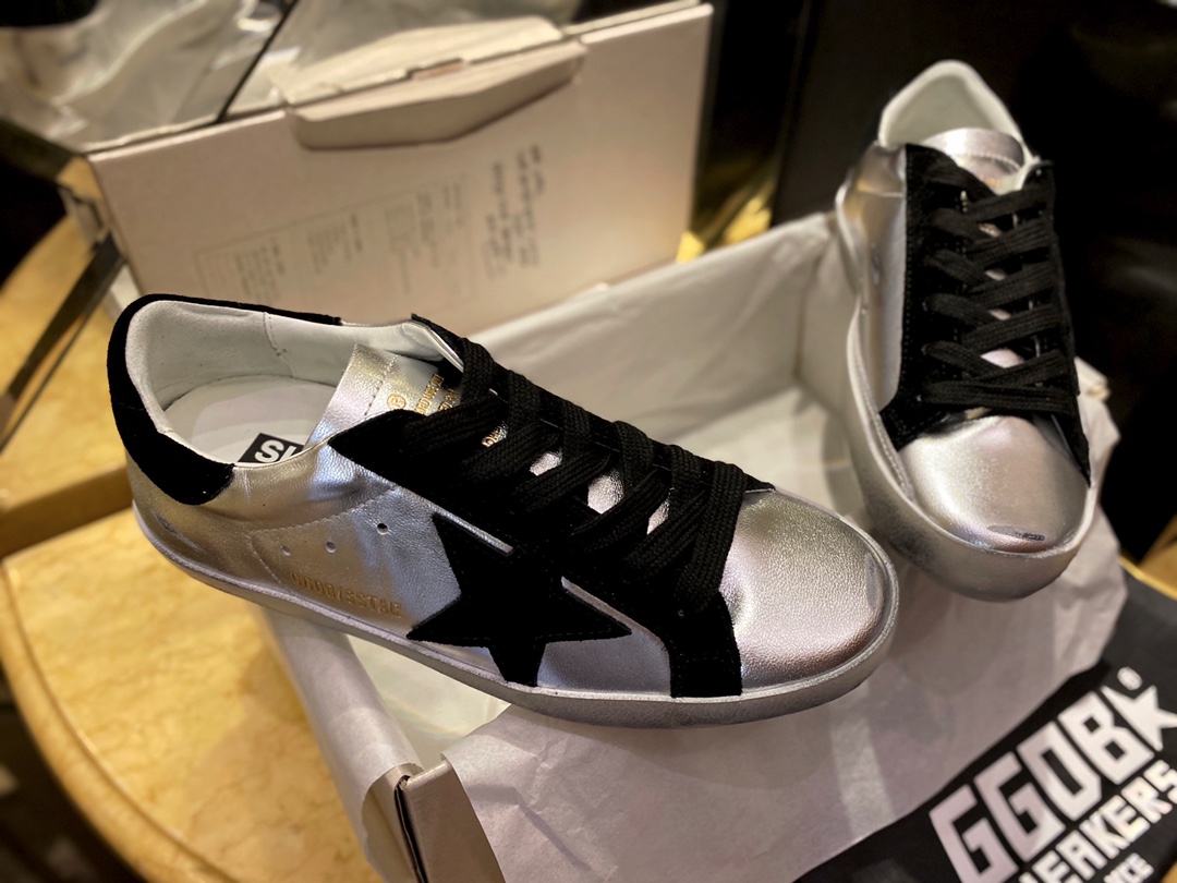 GGDB Superstar Silver Black Dirty Shoes