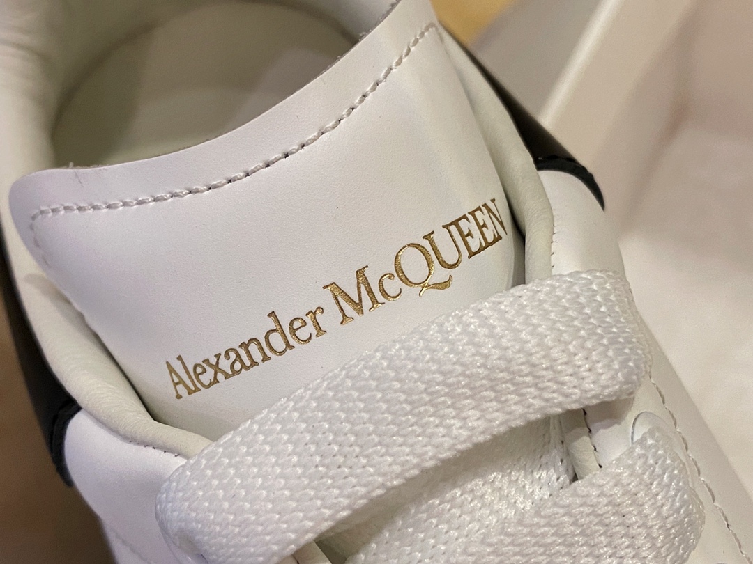 McQueen Black Leather Tail White Shoes