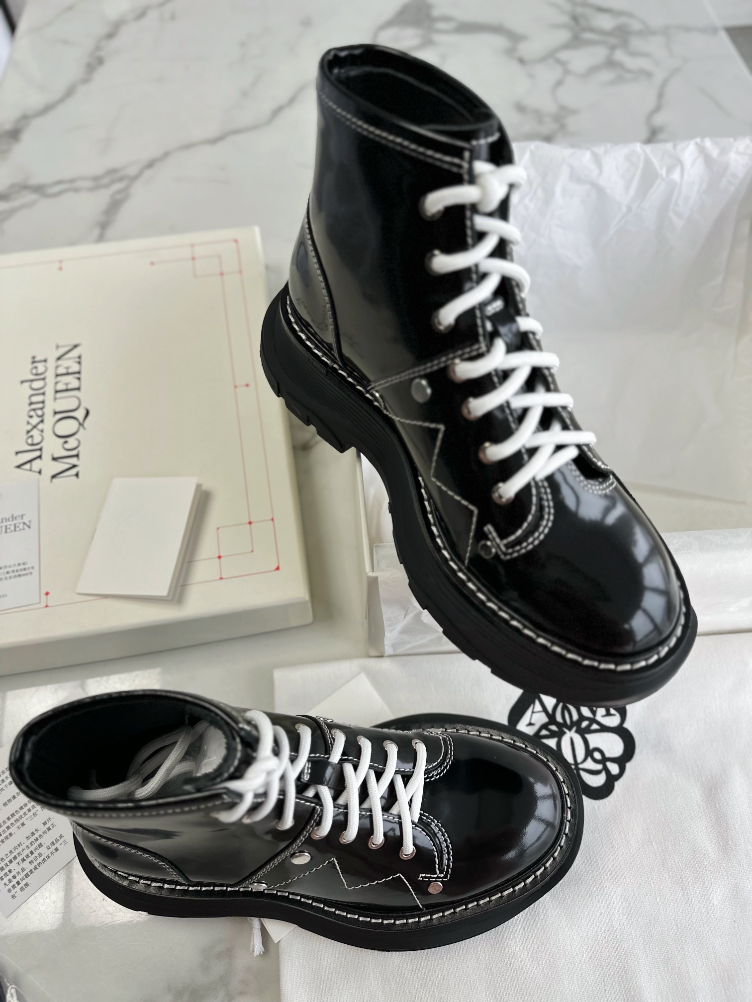 McQueen Original Factory Open-sided Pearl Martin Boots