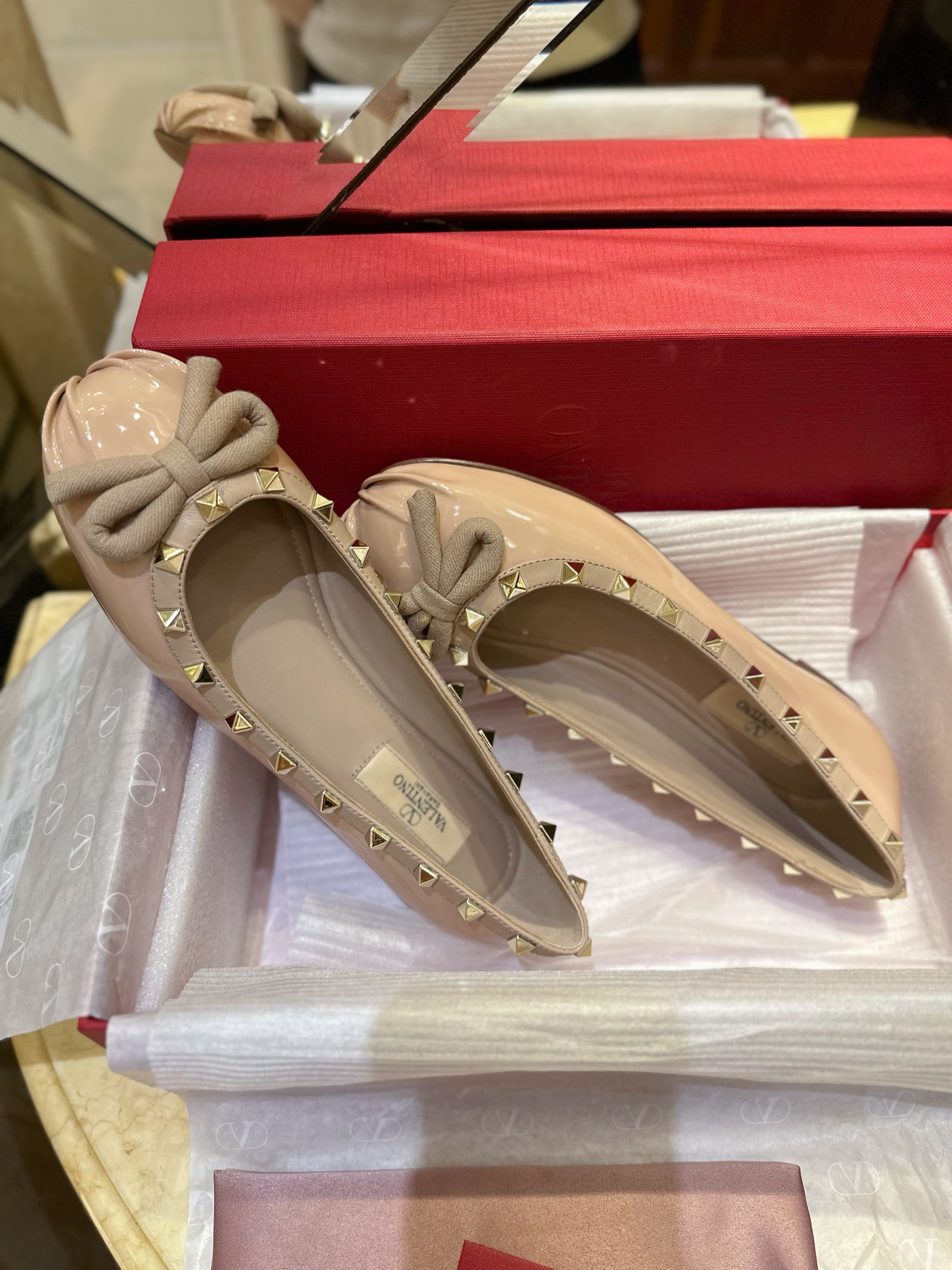 Valentino Patent Leather Studded Ballet Flats