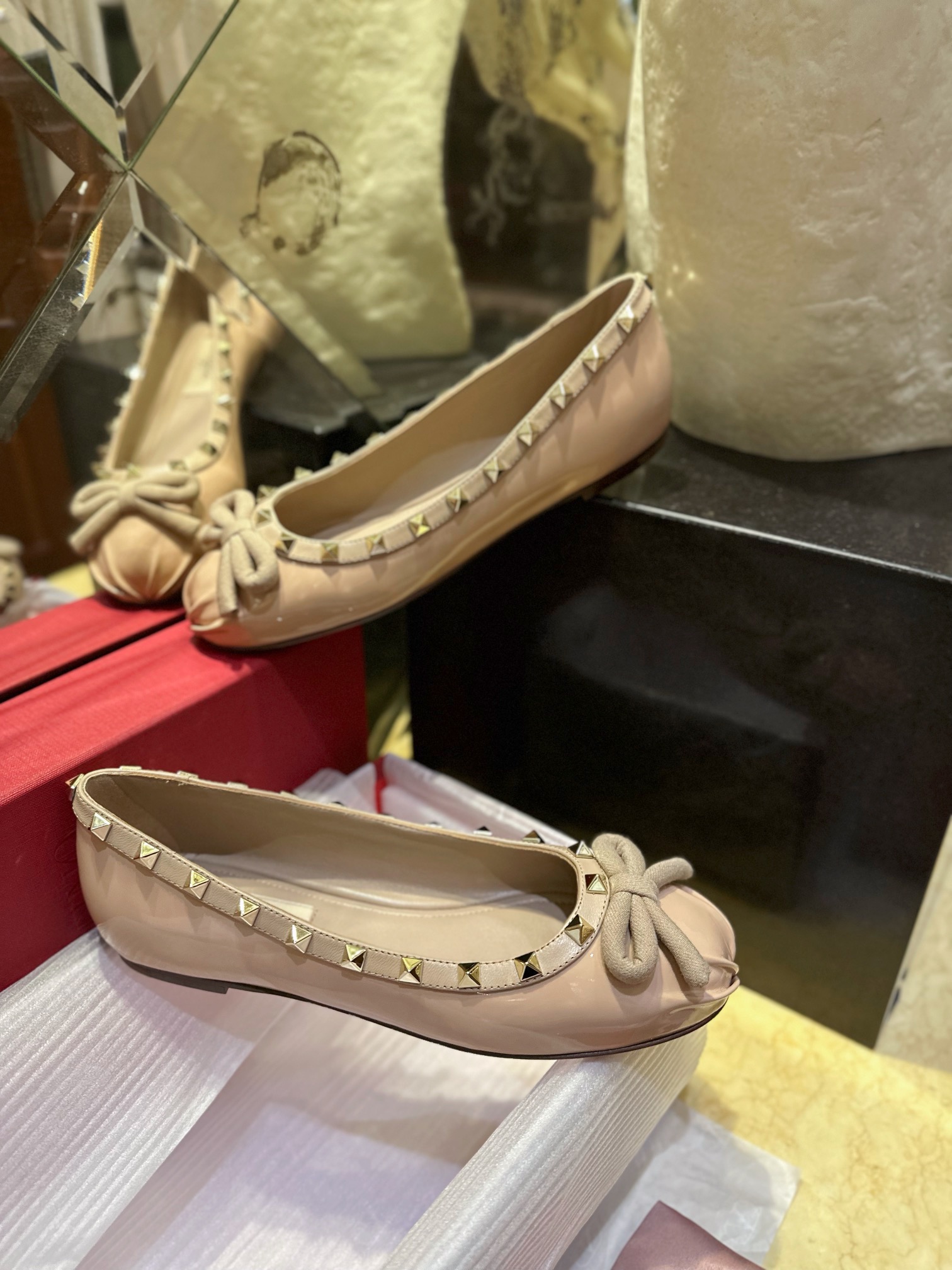 Valentino Patent Leather Studded Ballet Flats