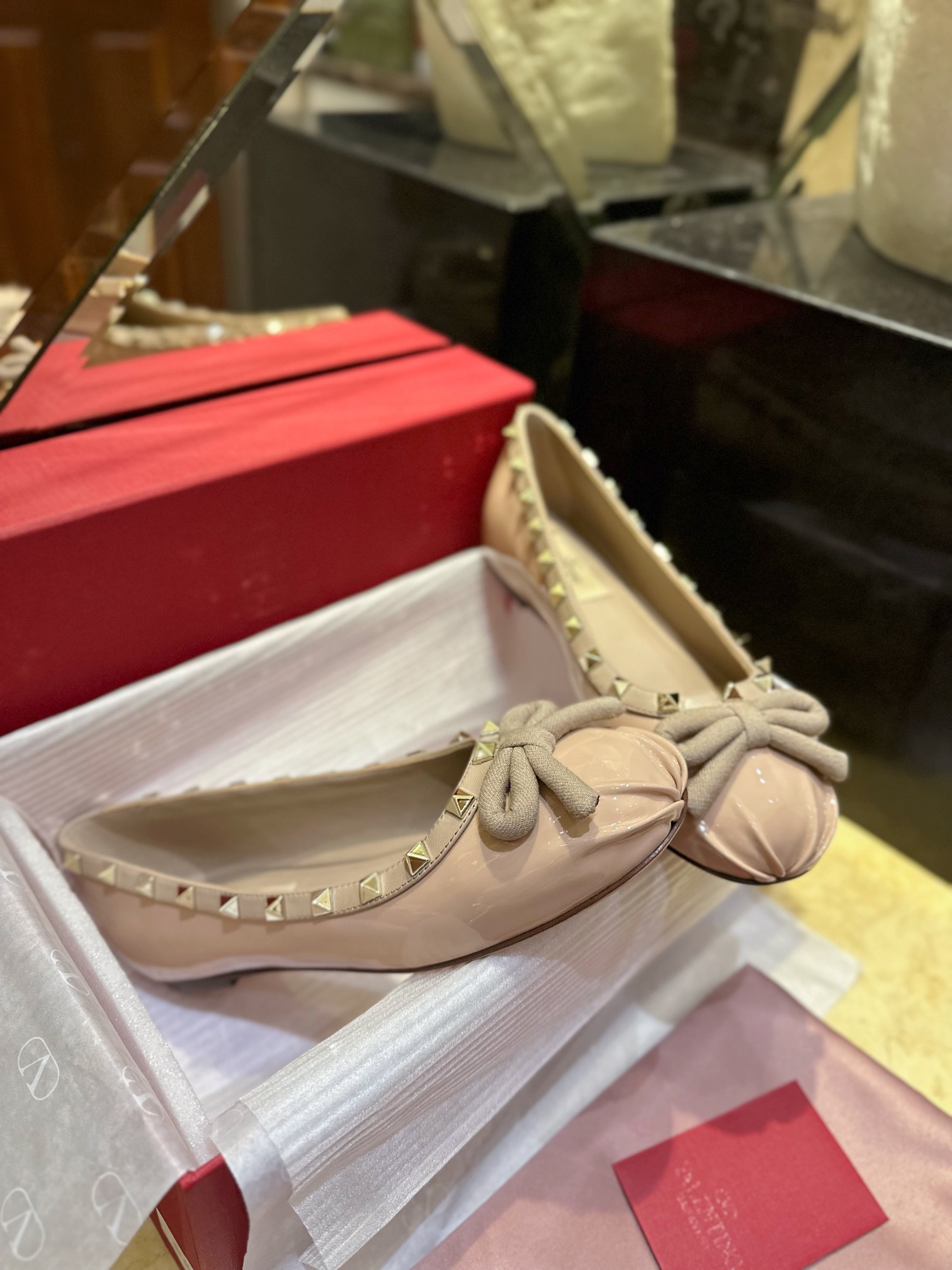 Valentino Patent Leather Studded Ballet Flats