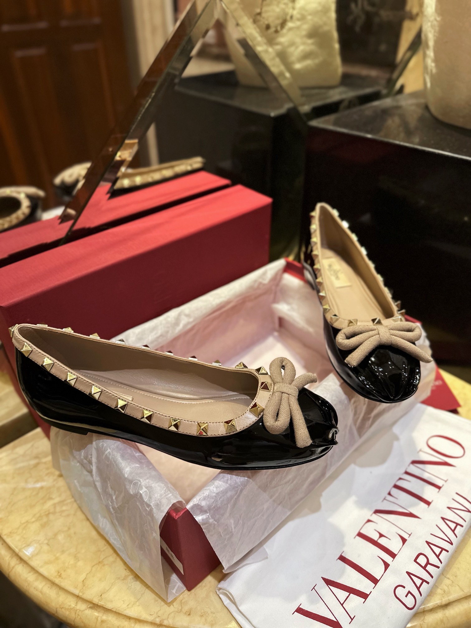 Valentino Black Studded Ballet Flats