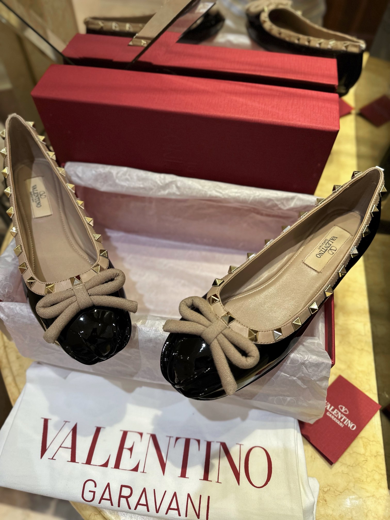 Valentino Black Studded Ballet Flats