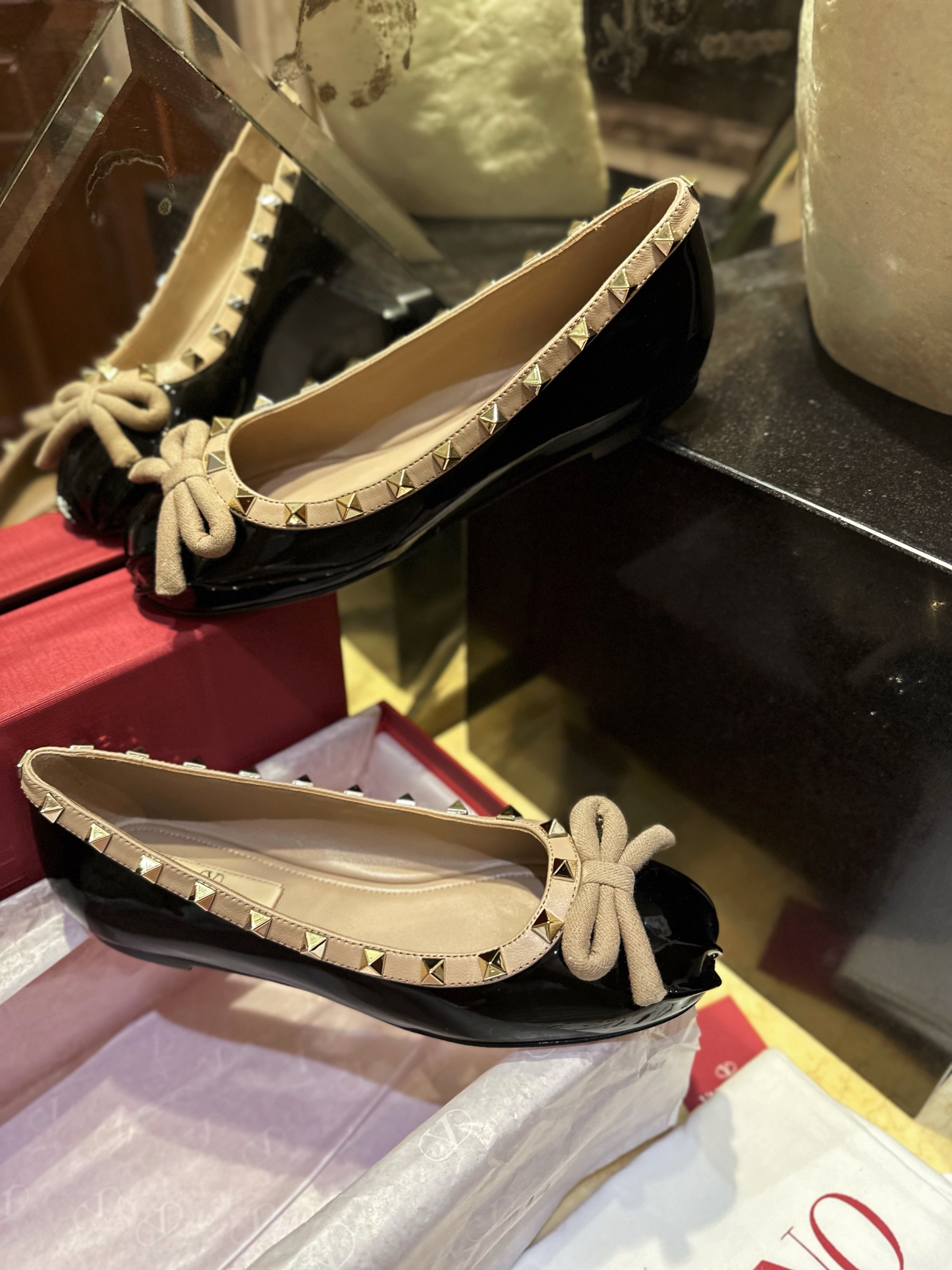 Valentino Black Studded Ballet Flats