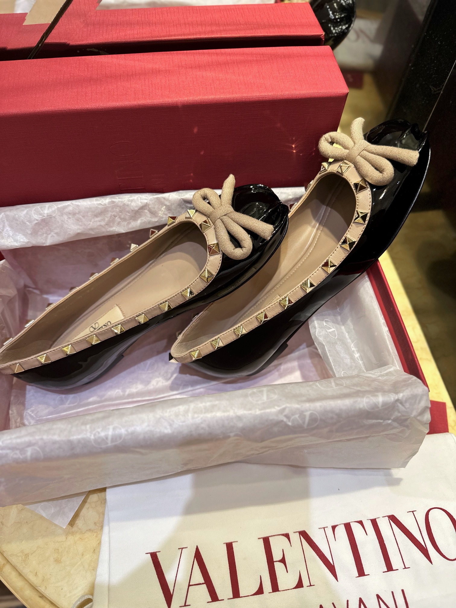 Valentino Black Studded Ballet Flats