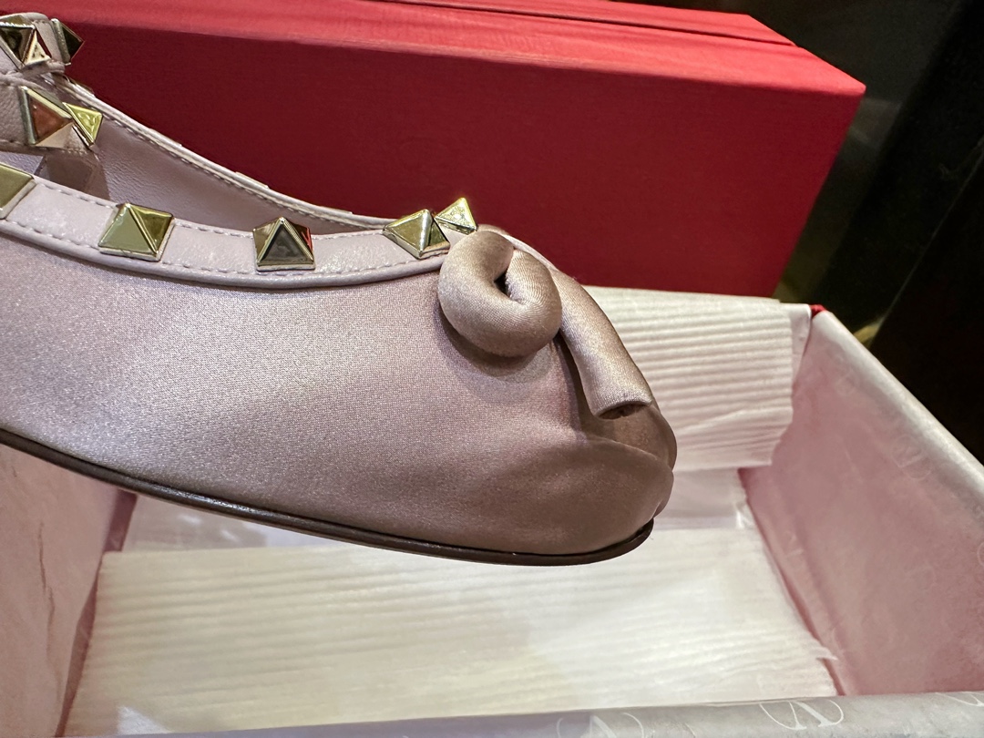 Valentino Satin Studded Ballet Flats