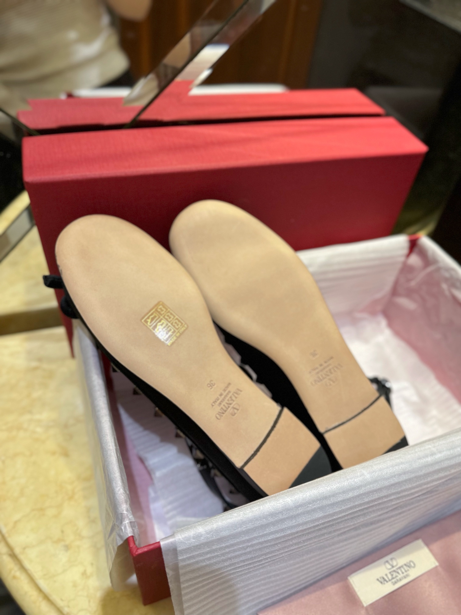 Valentino Satin Studded Ballet Flats