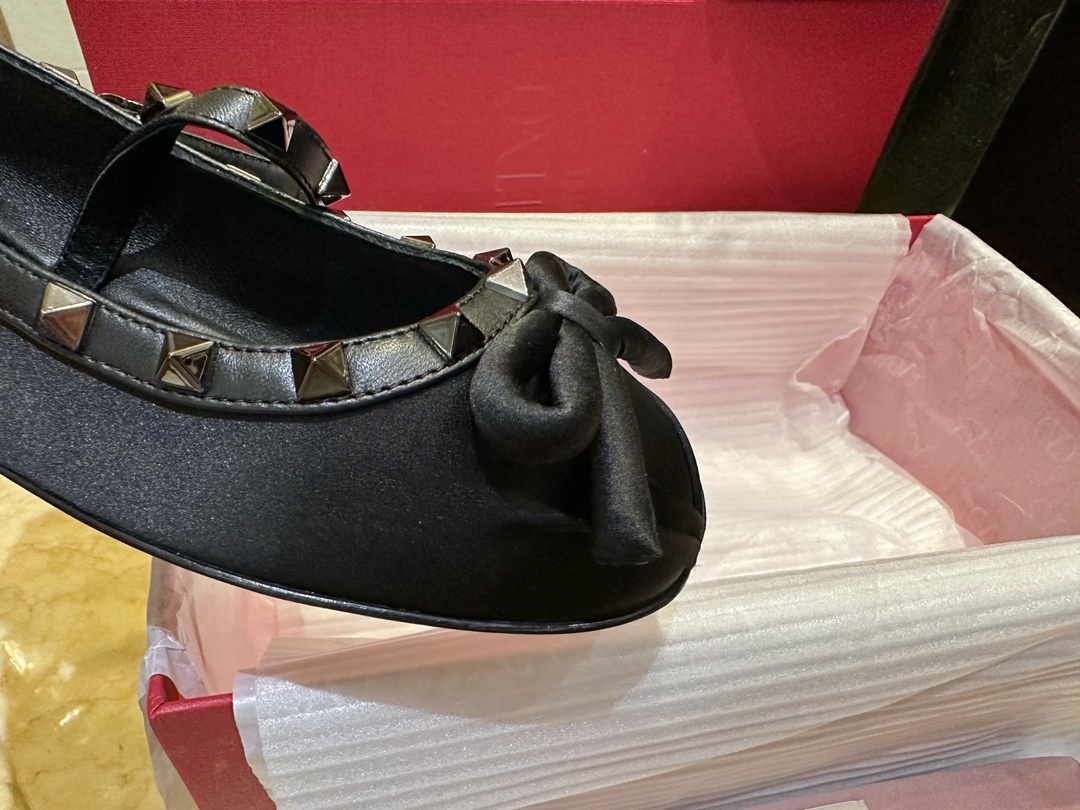 Valentino Satin Studded Ballet Flats