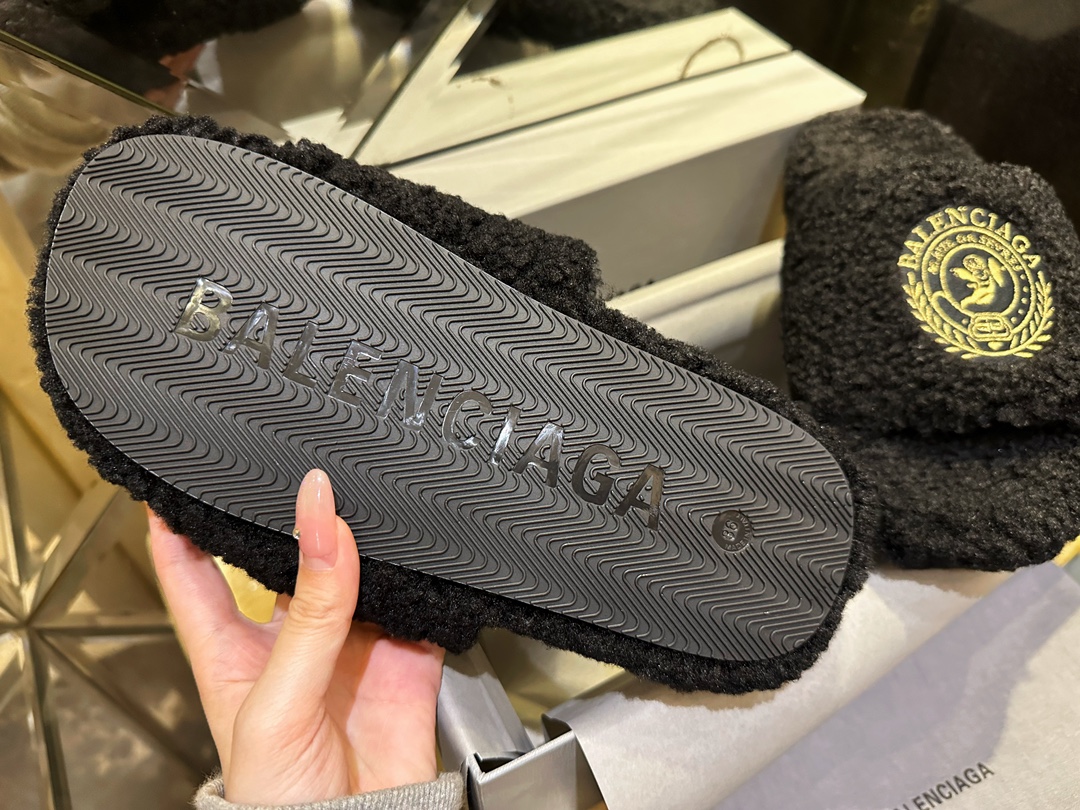 Balenciaga Fur Slippers