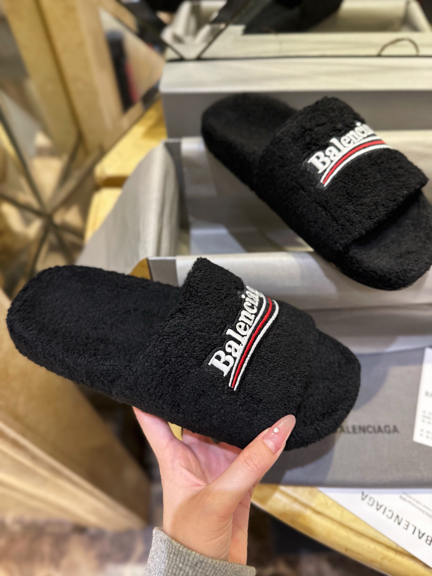 Balenciaga Furry Slippers