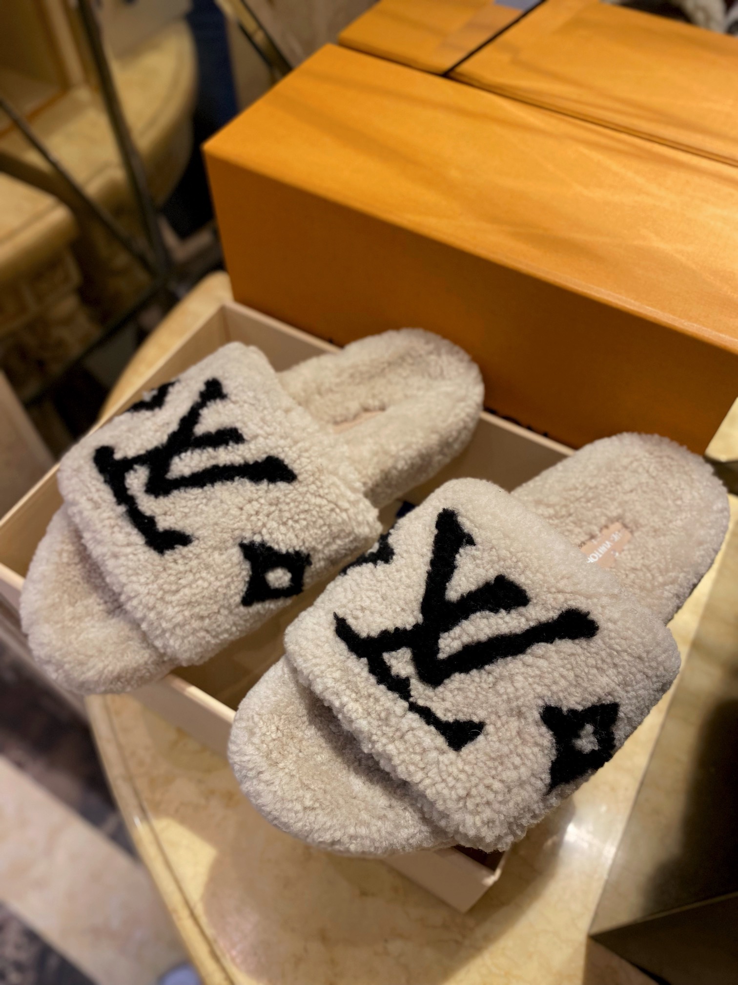 LV Sheepskin Slippers