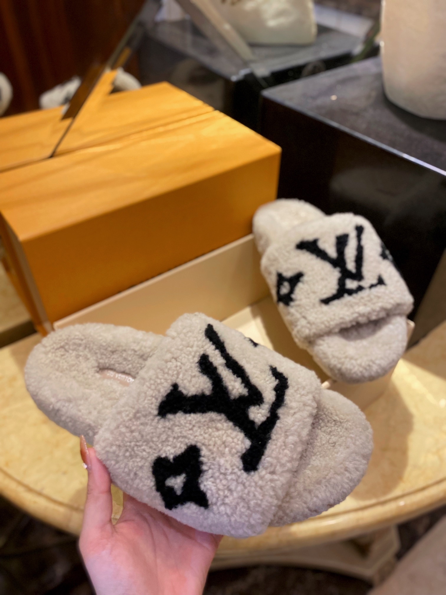 LV Sheepskin Slippers