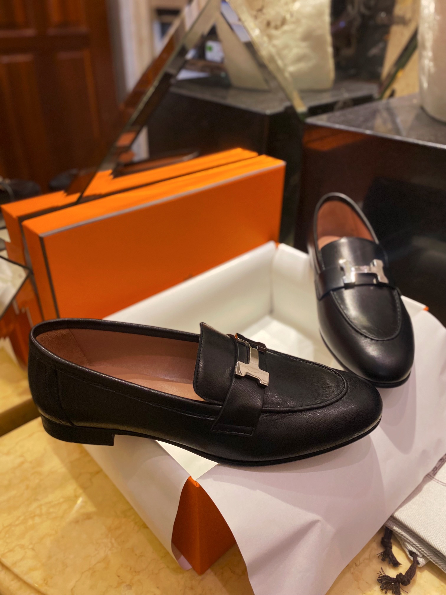 Hermes Classic H-Buckle Loafers