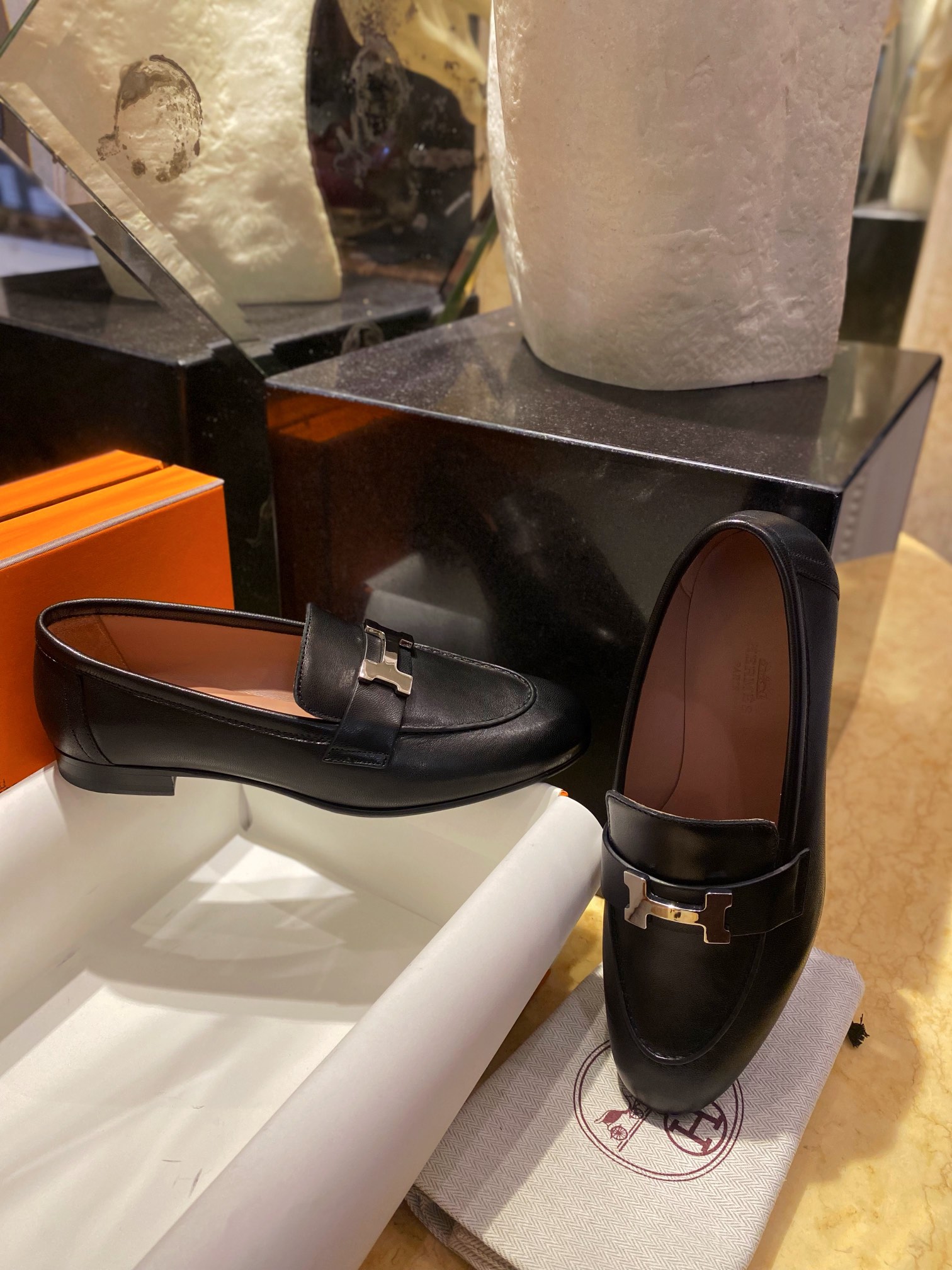 Hermes Classic H-Buckle Loafers